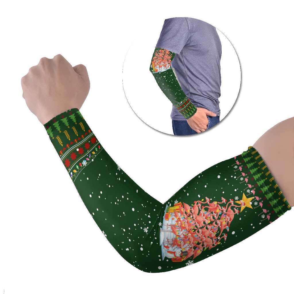 Flamingo Christmas Tree Christmas Arm Sleeves Funny Xmas Holiday Patterns - Wonder Print Shop
