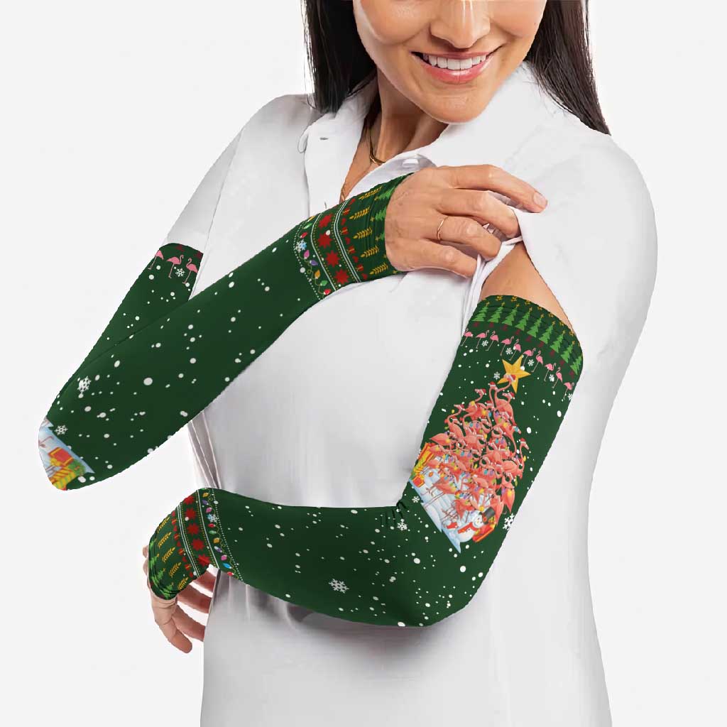 Flamingo Christmas Tree Christmas Arm Sleeves Funny Xmas Holiday Patterns - Wonder Print Shop