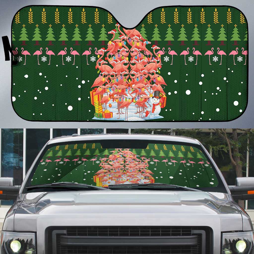 Flamingo Christmas Tree Christmas Auto Sun Shade Funny Xmas Holiday Patterns - Wonder Print Shop