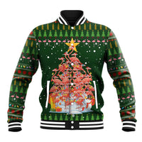 Flamingo Christmas Tree Christmas Baseball Jacket Funny Xmas Holiday Patterns - Wonder Print Shop