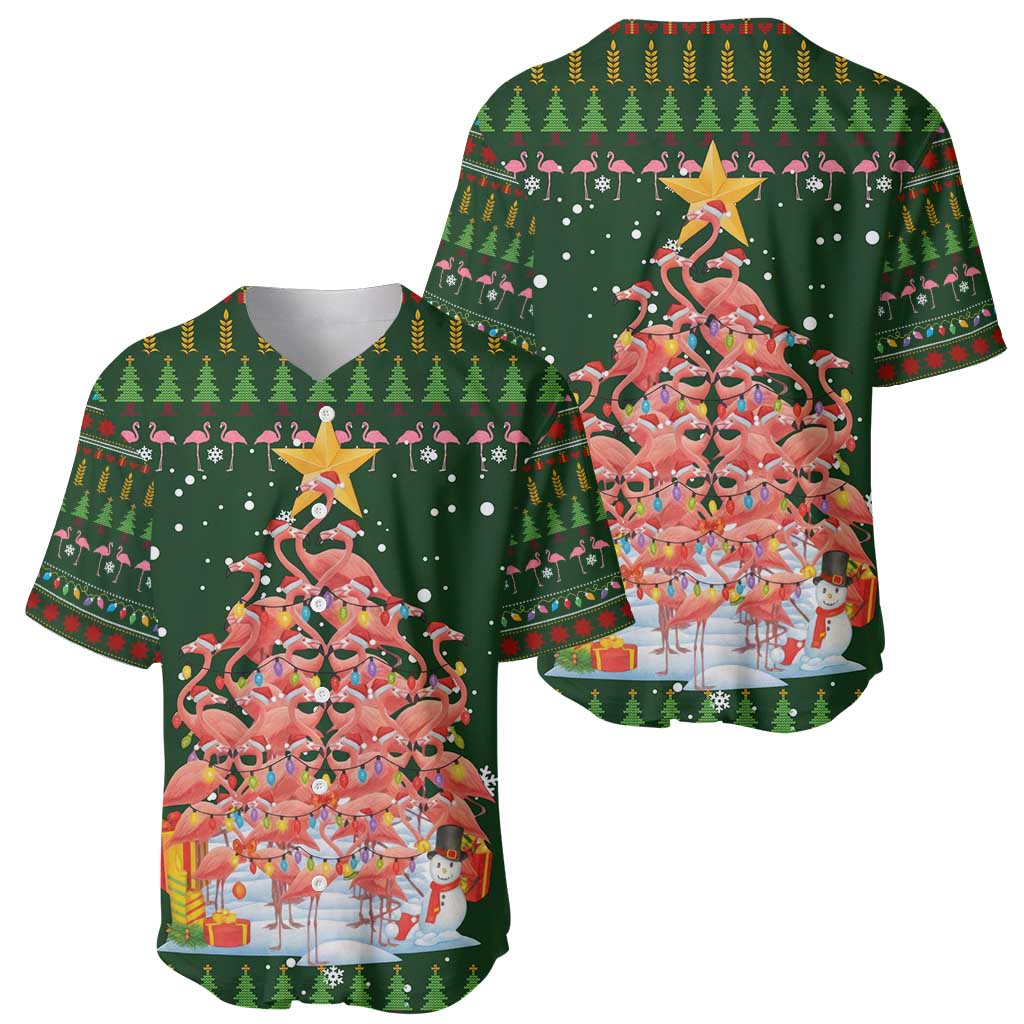 Flamingo Christmas Tree Christmas Baseball Jersey Funny Xmas Holiday Patterns - Wonder Print Shop