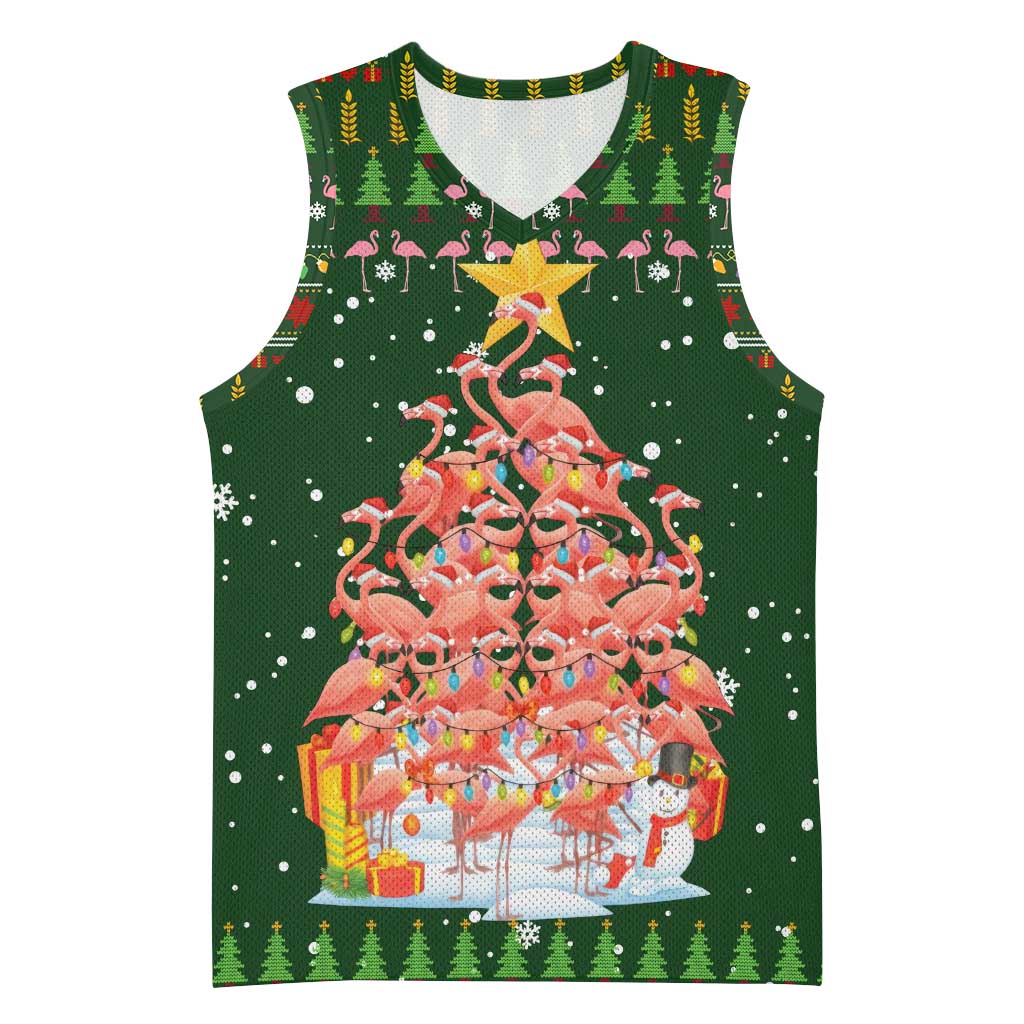 Flamingo Christmas Tree Christmas Basketball Jersey Funny Xmas Holiday Patterns - Wonder Print Shop
