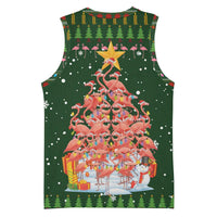 Flamingo Christmas Tree Christmas Basketball Jersey Funny Xmas Holiday Patterns - Wonder Print Shop
