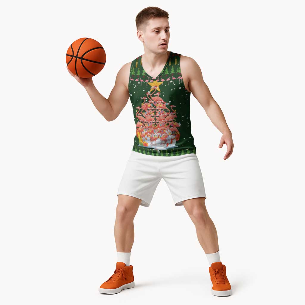 Flamingo Christmas Tree Christmas Basketball Jersey Funny Xmas Holiday Patterns - Wonder Print Shop
