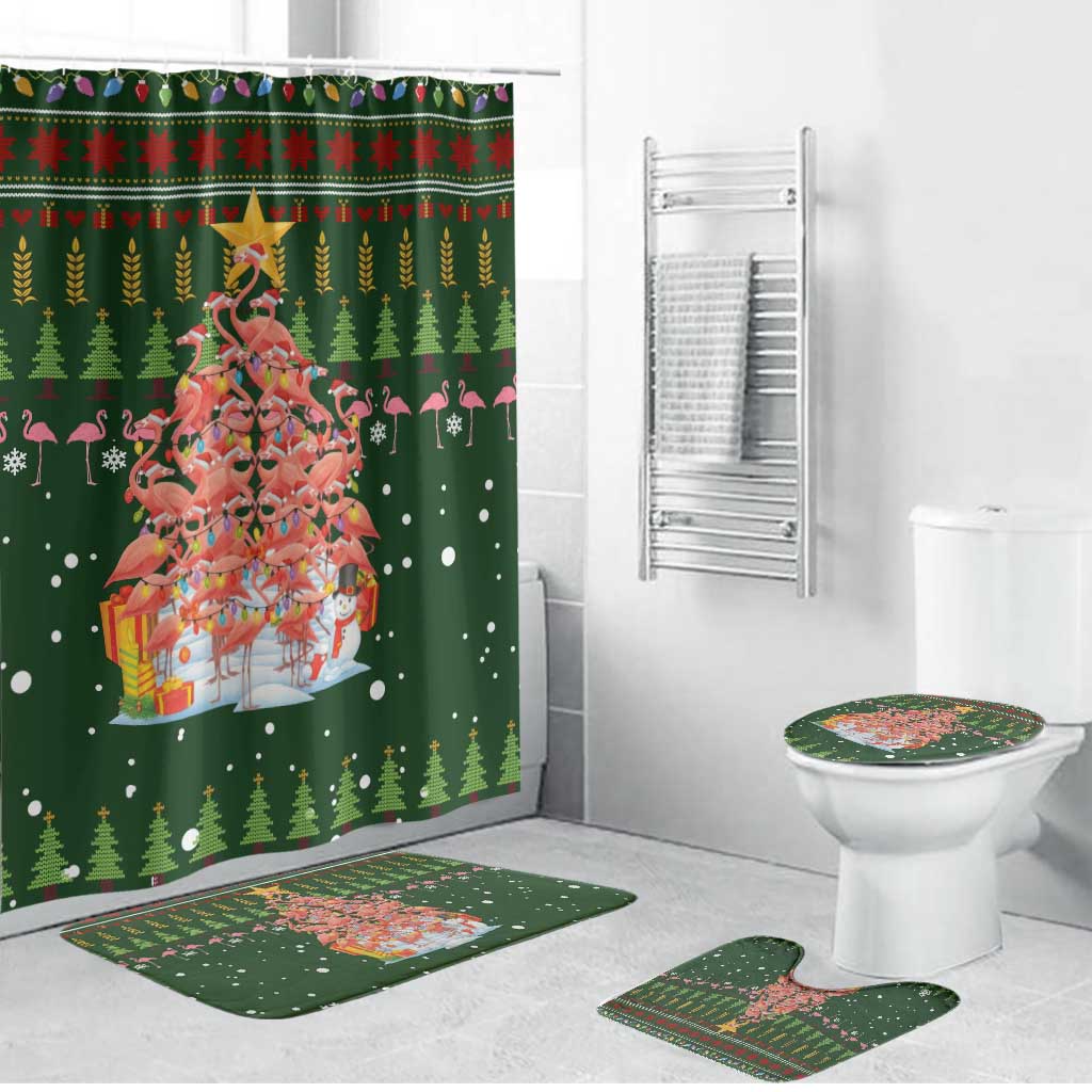 Flamingo Christmas Tree Christmas Bathroom Set Funny Xmas Holiday Patterns - Wonder Print Shop