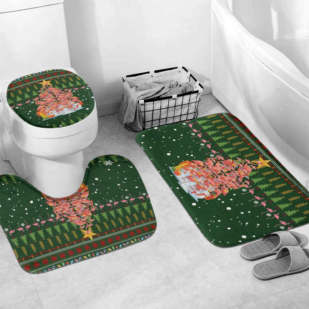Flamingo Christmas Tree Christmas Bathroom Set Funny Xmas Holiday Patterns - Wonder Print Shop