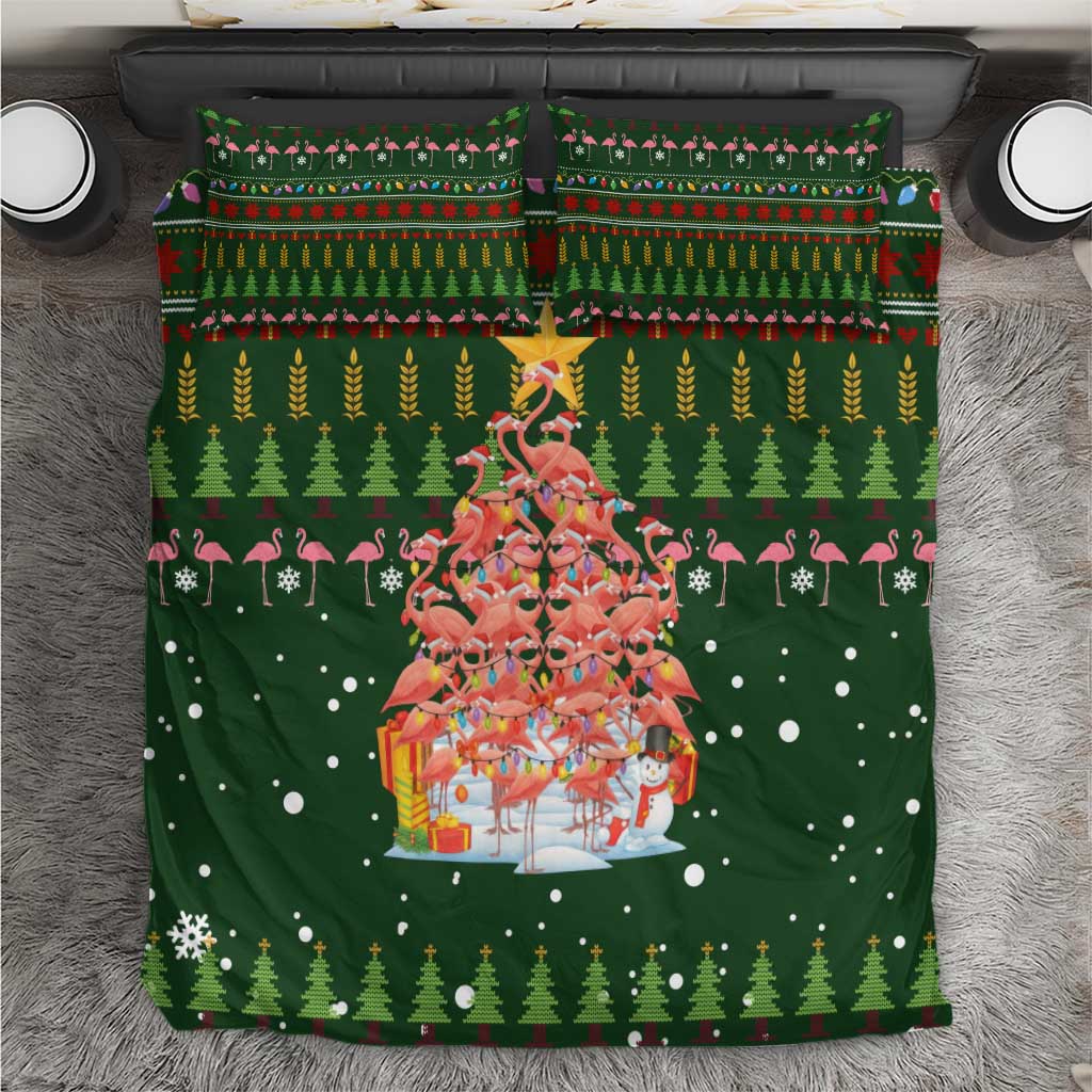 Flamingo Christmas Tree Christmas Bedding Set Funny Xmas Holiday Patterns - Wonder Print Shop
