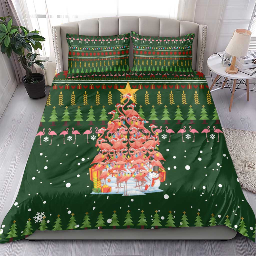 Flamingo Christmas Tree Christmas Bedding Set Funny Xmas Holiday Patterns - Wonder Print Shop
