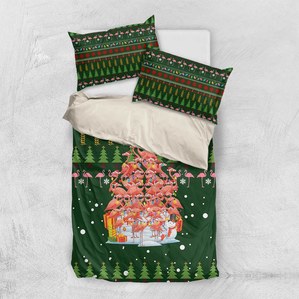 Flamingo Christmas Tree Christmas Bedding Set Funny Xmas Holiday Patterns - Wonder Print Shop