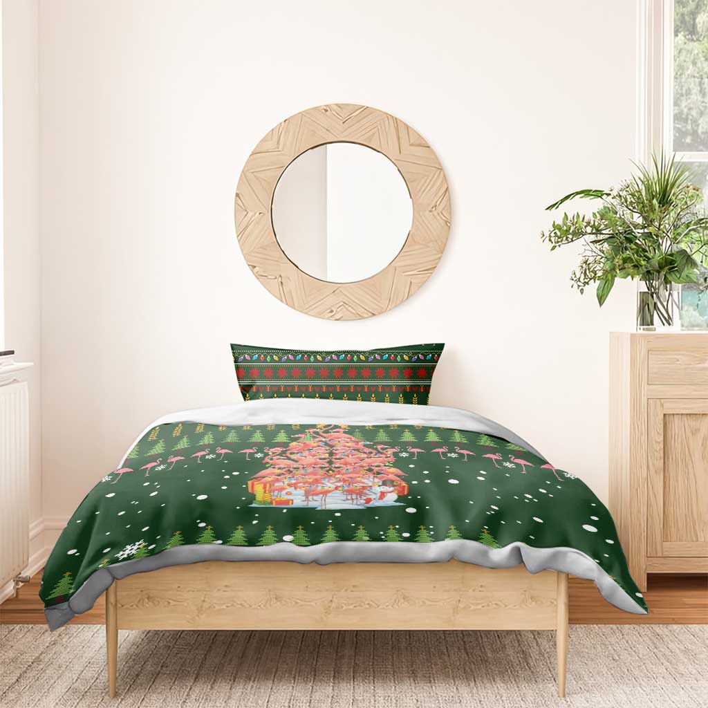 Flamingo Christmas Tree Christmas Bedding Set Funny Xmas Holiday Patterns - Wonder Print Shop