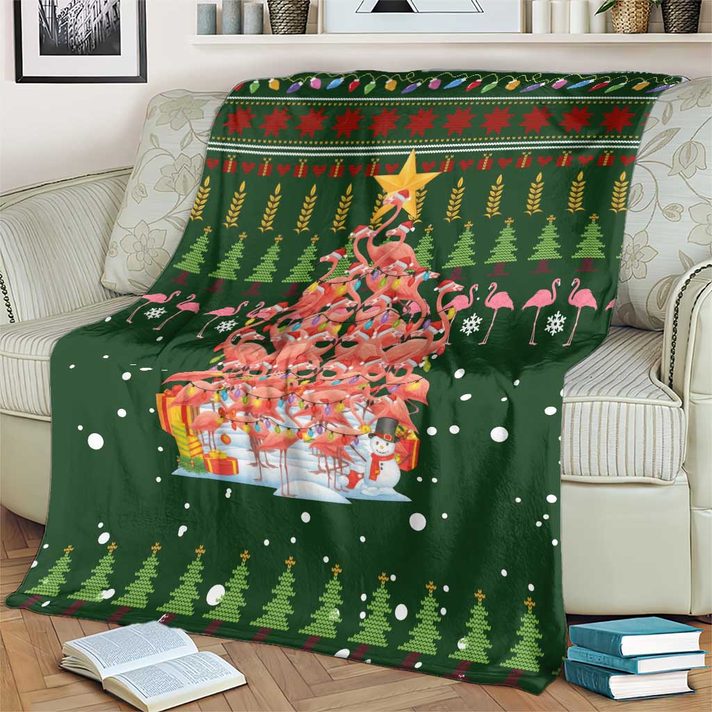 Flamingo Christmas Tree Christmas Blanket Funny Xmas Holiday Patterns - Wonder Print Shop