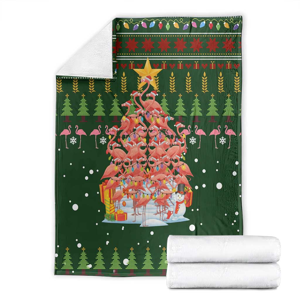 Flamingo Christmas Tree Christmas Blanket Funny Xmas Holiday Patterns - Wonder Print Shop