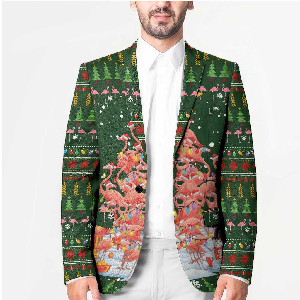Flamingo Christmas Tree Christmas Blazer Funny Xmas Holiday Patterns - Wonder Print Shop