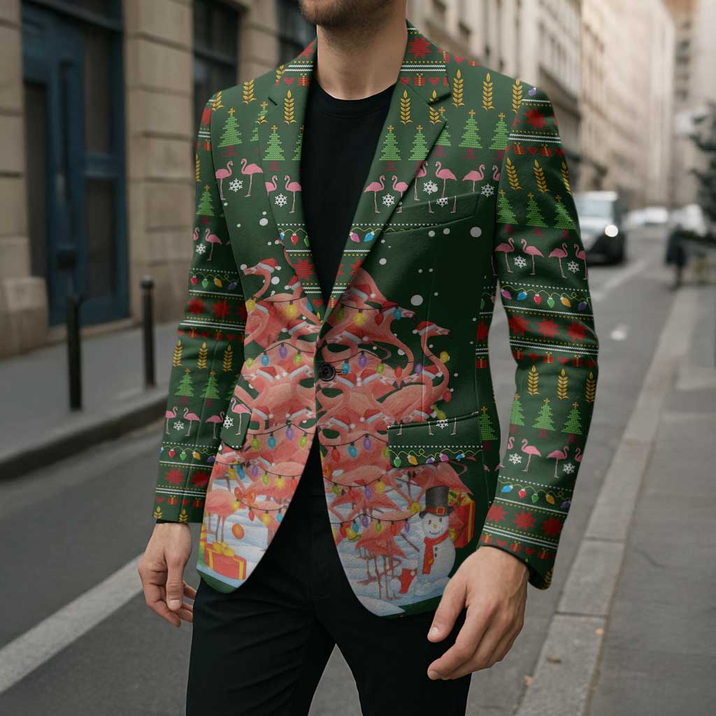 Flamingo Christmas Tree Christmas Blazer Funny Xmas Holiday Patterns - Wonder Print Shop