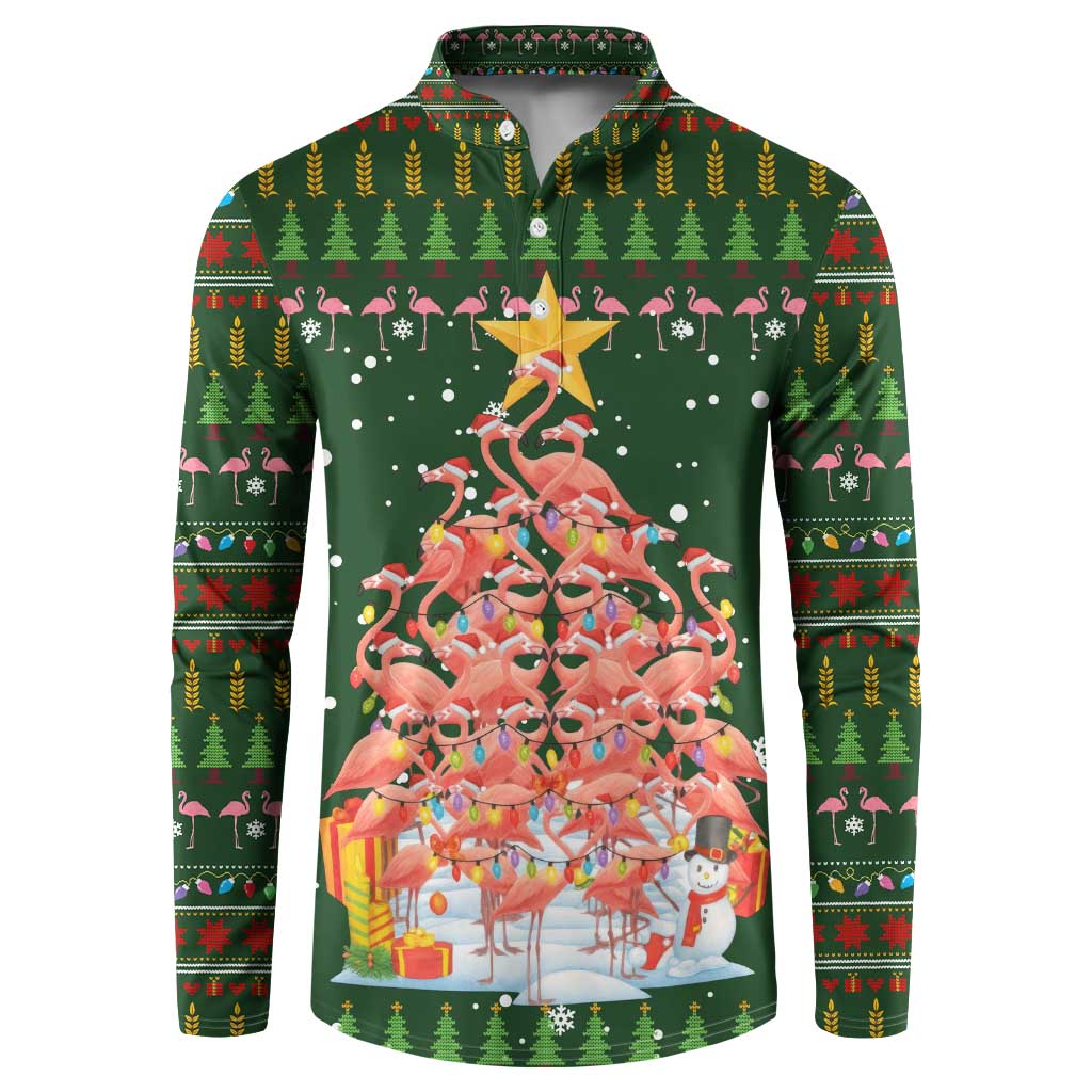 Flamingo Christmas Tree Christmas Button Sweatshirt Funny Xmas Holiday Patterns - Wonder Print Shop