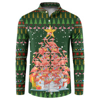 Flamingo Christmas Tree Christmas Button Sweatshirt Funny Xmas Holiday Patterns - Wonder Print Shop