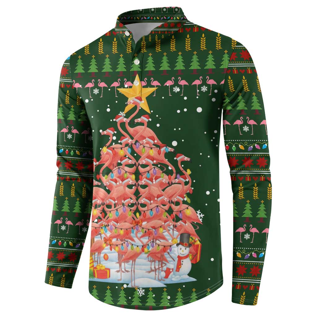 Flamingo Christmas Tree Christmas Button Sweatshirt Funny Xmas Holiday Patterns - Wonder Print Shop