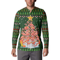 Flamingo Christmas Tree Christmas Button Sweatshirt Funny Xmas Holiday Patterns - Wonder Print Shop