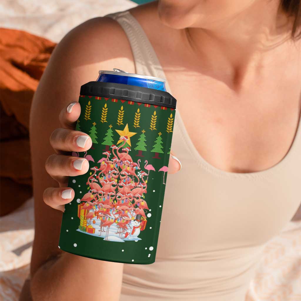 Flamingo Christmas Tree Christmas 4 in 1 Can Cooler Tumbler Funny Xmas Holiday Patterns - Wonder Print Shop