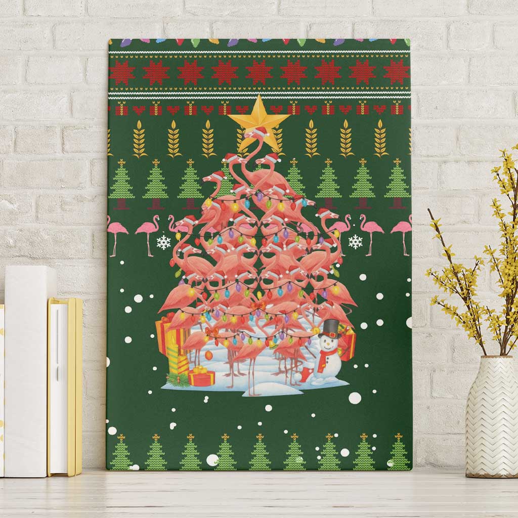 Flamingo Christmas Tree Christmas Canvas Wall Art Funny Xmas Holiday Patterns - Wonder Print Shop