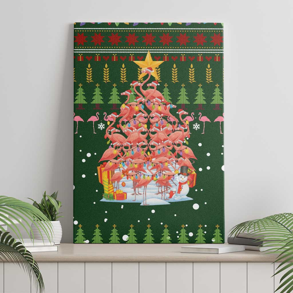 Flamingo Christmas Tree Christmas Canvas Wall Art Funny Xmas Holiday Patterns - Wonder Print Shop