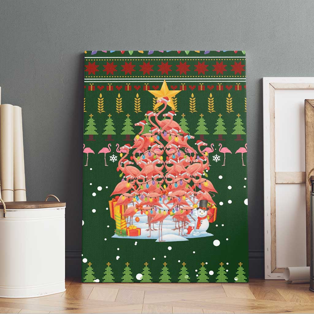 Flamingo Christmas Tree Christmas Canvas Wall Art Funny Xmas Holiday Patterns - Wonder Print Shop