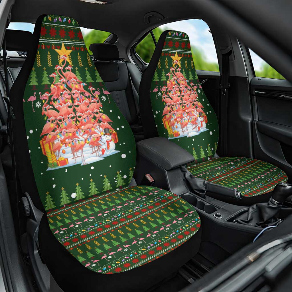 Flamingo Christmas Tree Christmas Car Seat Cover Funny Xmas Holiday Patterns - Wonder Print Shop