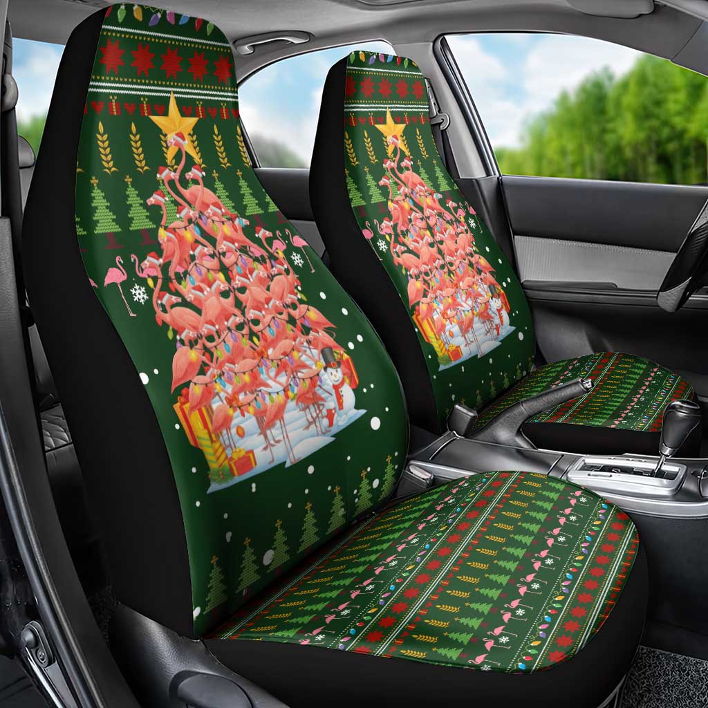 Flamingo Christmas Tree Christmas Car Seat Cover Funny Xmas Holiday Patterns - Wonder Print Shop