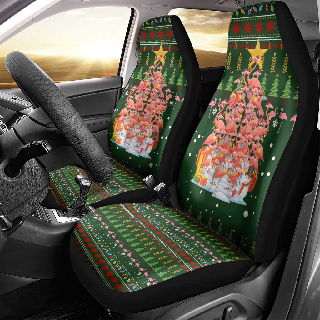 Flamingo Christmas Tree Christmas Car Seat Cover Funny Xmas Holiday Patterns - Wonder Print Shop