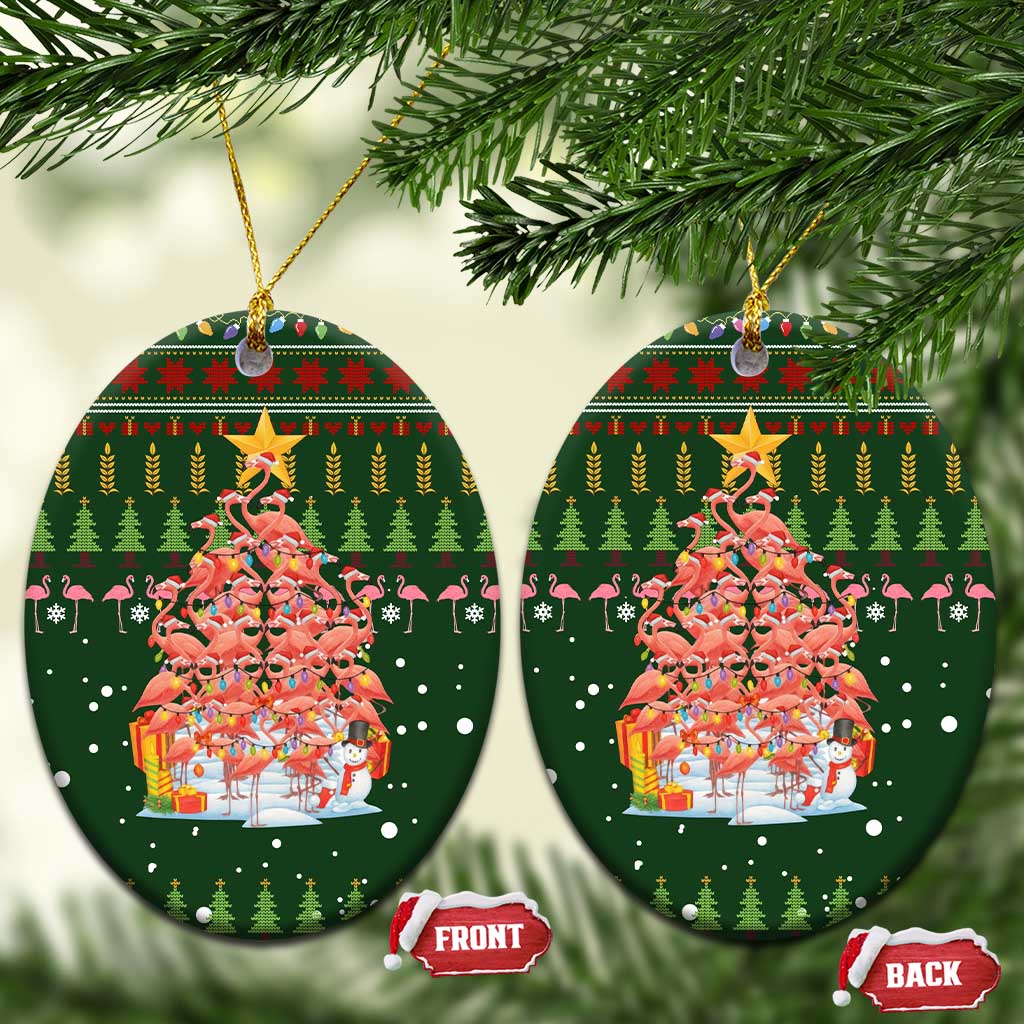 Flamingo Christmas Tree Christmas Ceramic Ornament Funny Xmas Holiday Patterns - Wonder Print Shop