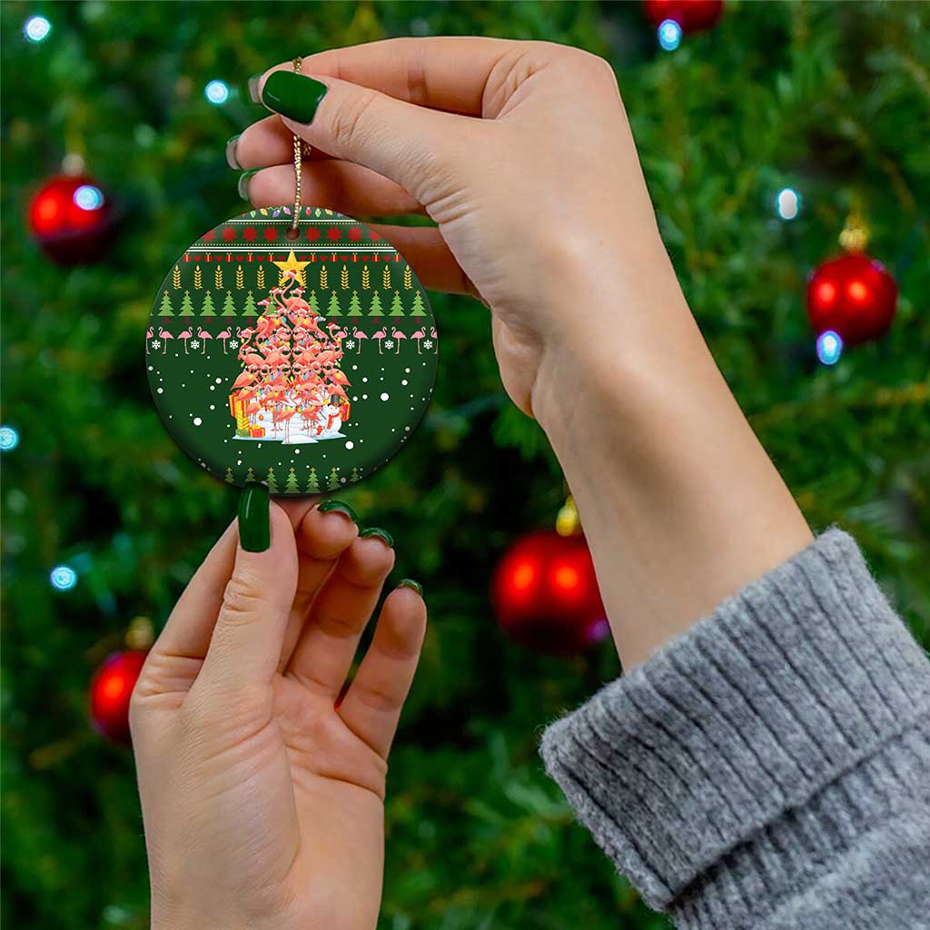 Flamingo Christmas Tree Christmas Ceramic Ornament Funny Xmas Holiday Patterns - Wonder Print Shop