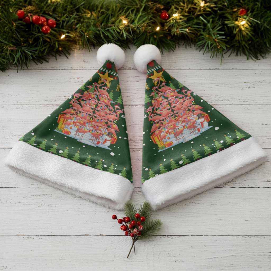 Flamingo Christmas Tree Christmas Santa Hat Funny Xmas Holiday Patterns - Wonder Print Shop