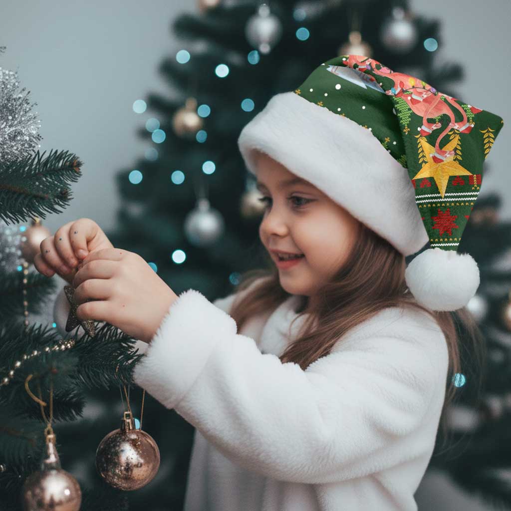 Flamingo Christmas Tree Christmas Santa Hat Funny Xmas Holiday Patterns - Wonder Print Shop