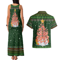 Flamingo Christmas Tree Christmas Couples Matching Tank Maxi Dress and Hawaiian Shirt Funny Xmas Holiday Patterns - Wonder Print Shop