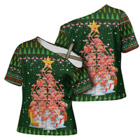 Flamingo Christmas Tree Christmas Cross Shoulder Shirt Funny Xmas Holiday Patterns - Wonder Print Shop
