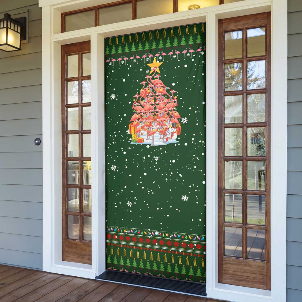 Flamingo Christmas Tree Christmas Door Cover Funny Xmas Holiday Patterns - Wonder Print Shop