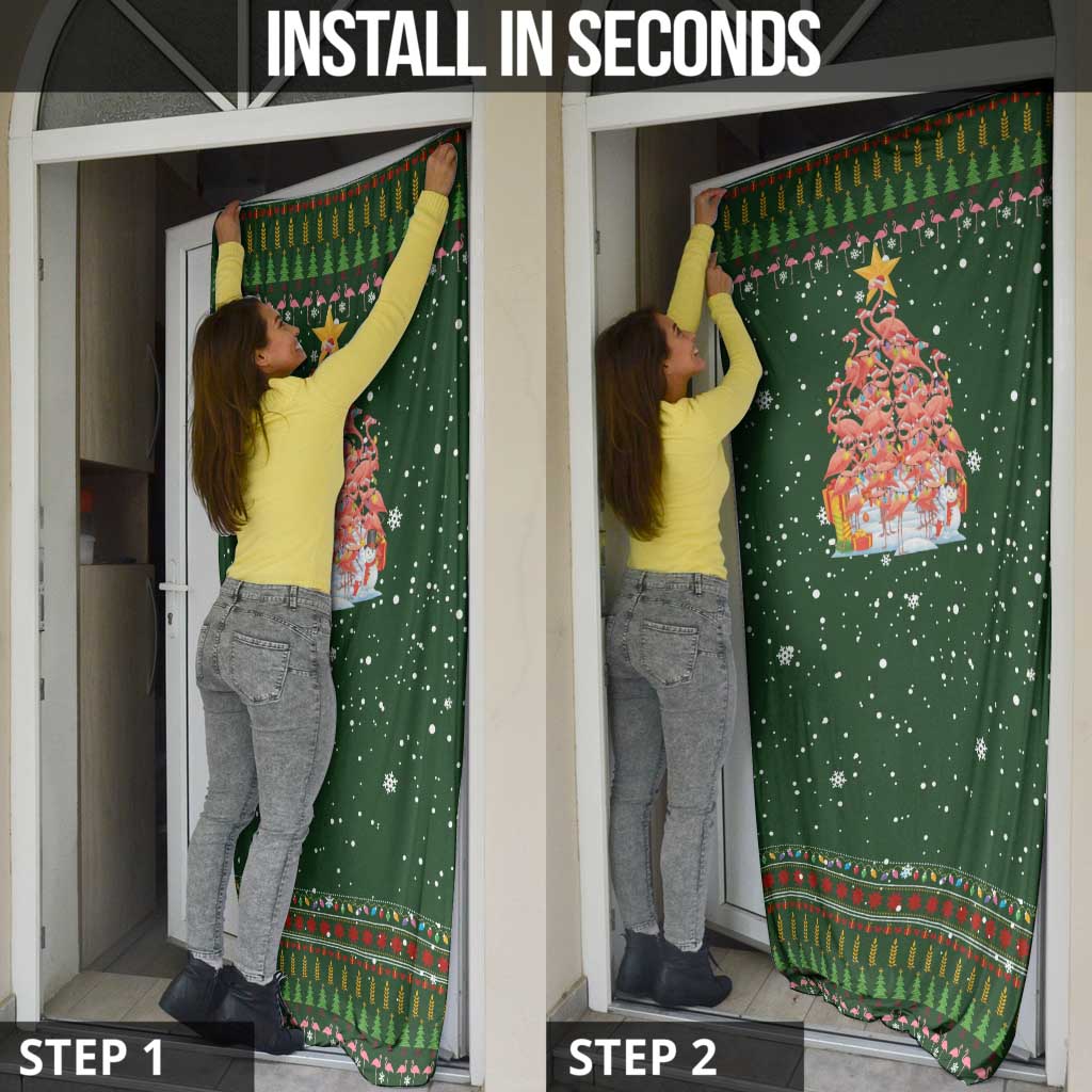 Flamingo Christmas Tree Christmas Door Cover Funny Xmas Holiday Patterns - Wonder Print Shop