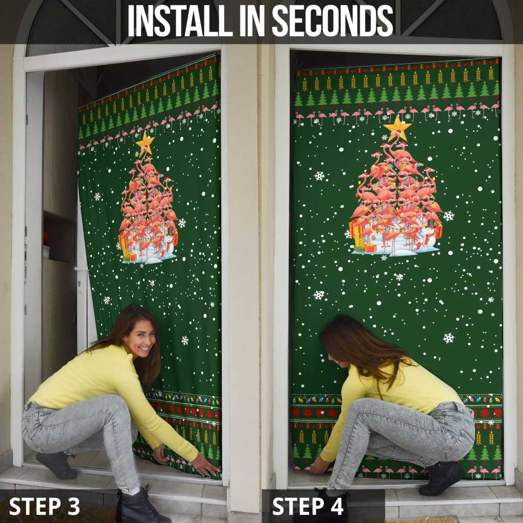 Flamingo Christmas Tree Christmas Door Cover Funny Xmas Holiday Patterns - Wonder Print Shop