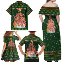 Flamingo Christmas Tree Christmas Family Matching Off Shoulder Maxi Dress and Hawaiian Shirt Funny Xmas Holiday Patterns - Wonder Print Shop