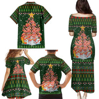 Flamingo Christmas Tree Christmas Family Matching Puletasi and Hawaiian Shirt Funny Xmas Holiday Patterns - Wonder Print Shop