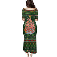 Flamingo Christmas Tree Christmas Family Matching Puletasi and Hawaiian Shirt Funny Xmas Holiday Patterns - Wonder Print Shop