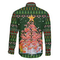 Flamingo Christmas Tree Christmas Family Matching Short Sleeve Bodycon Dress and Hawaiian Shirt Funny Xmas Holiday Patterns - Wonder Print Shop