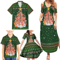 Flamingo Christmas Tree Christmas Family Matching Summer Maxi Dress and Hawaiian Shirt Funny Xmas Holiday Patterns - Wonder Print Shop