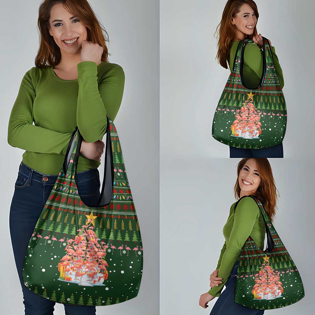 Flamingo Christmas Tree Christmas Grocery Bag Funny Xmas Holiday Patterns - Wonder Print Shop
