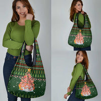 Flamingo Christmas Tree Christmas Grocery Bag Funny Xmas Holiday Patterns - Wonder Print Shop