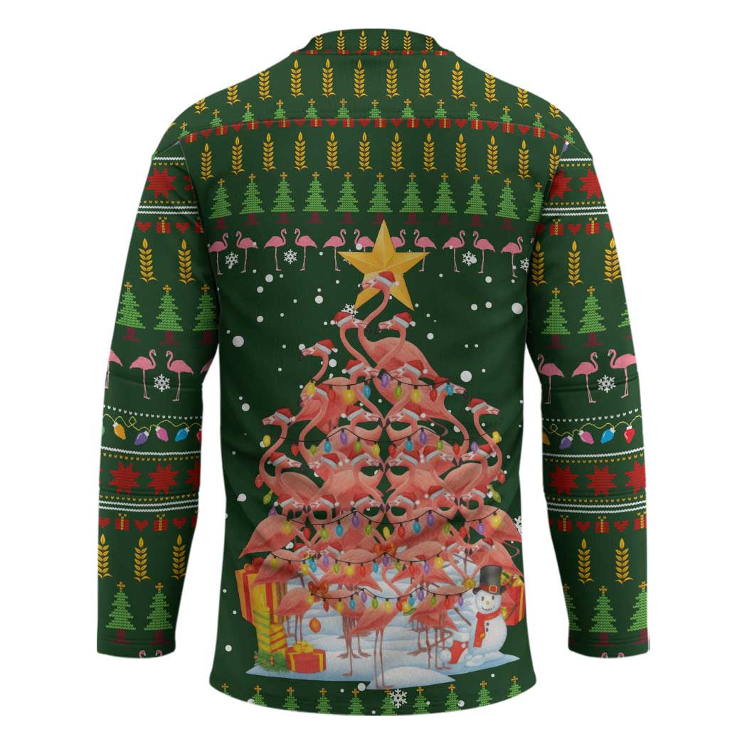 Flamingo Christmas Tree Christmas Hockey Jersey Funny Xmas Holiday Patterns - Wonder Print Shop
