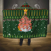 Flamingo Christmas Tree Christmas Hooded Blanket Funny Xmas Holiday Patterns - Wonder Print Shop