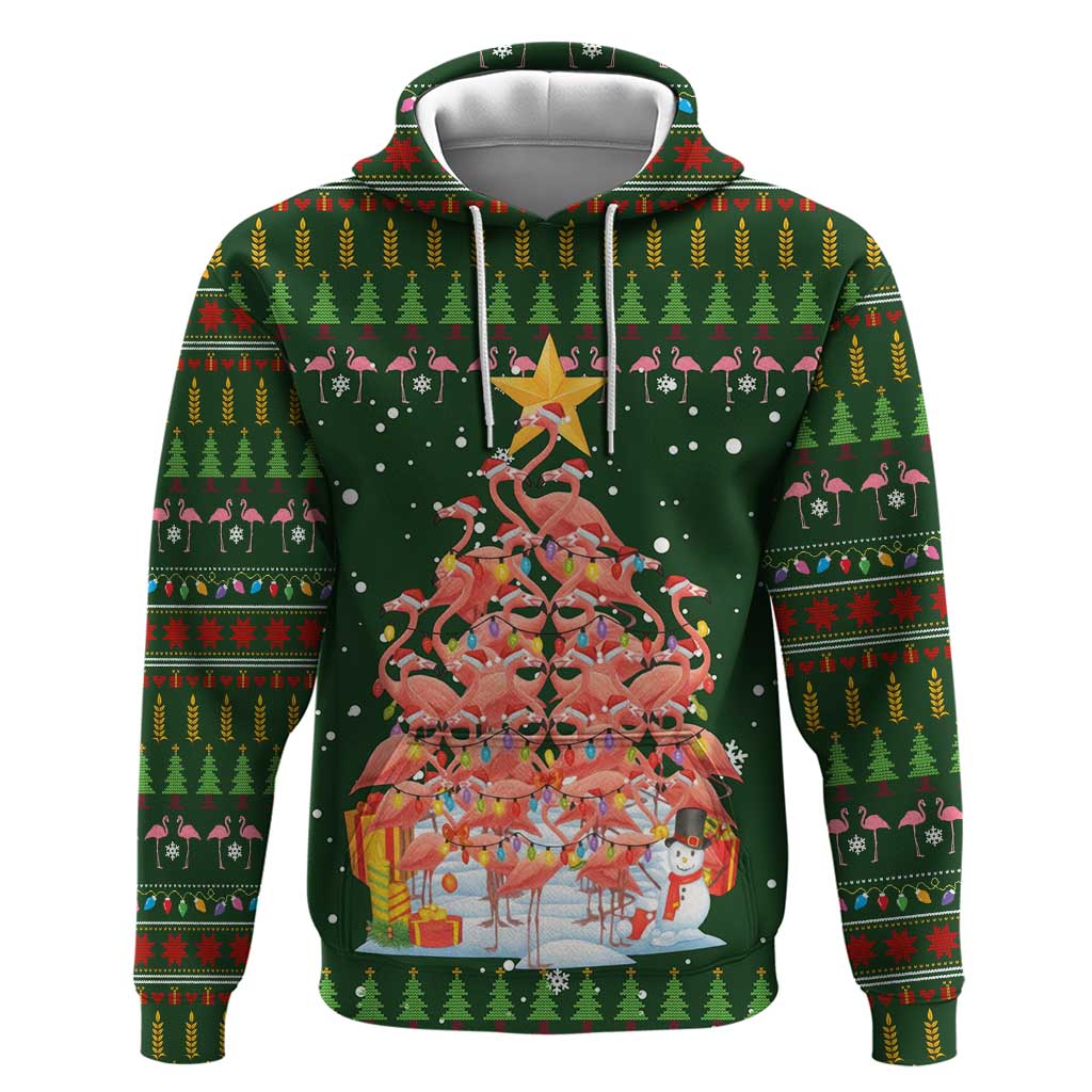 Flamingo Christmas Tree Christmas Hoodie Funny Xmas Holiday Patterns - Wonder Print Shop