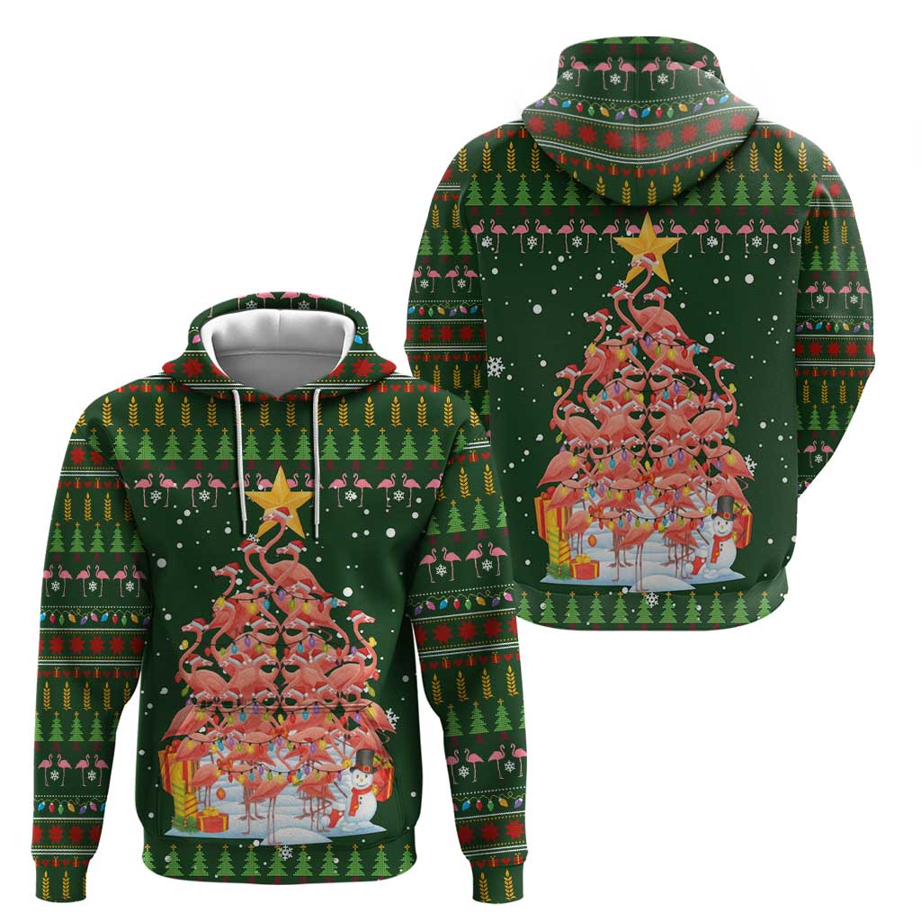 Flamingo Christmas Tree Christmas Hoodie Funny Xmas Holiday Patterns - Wonder Print Shop