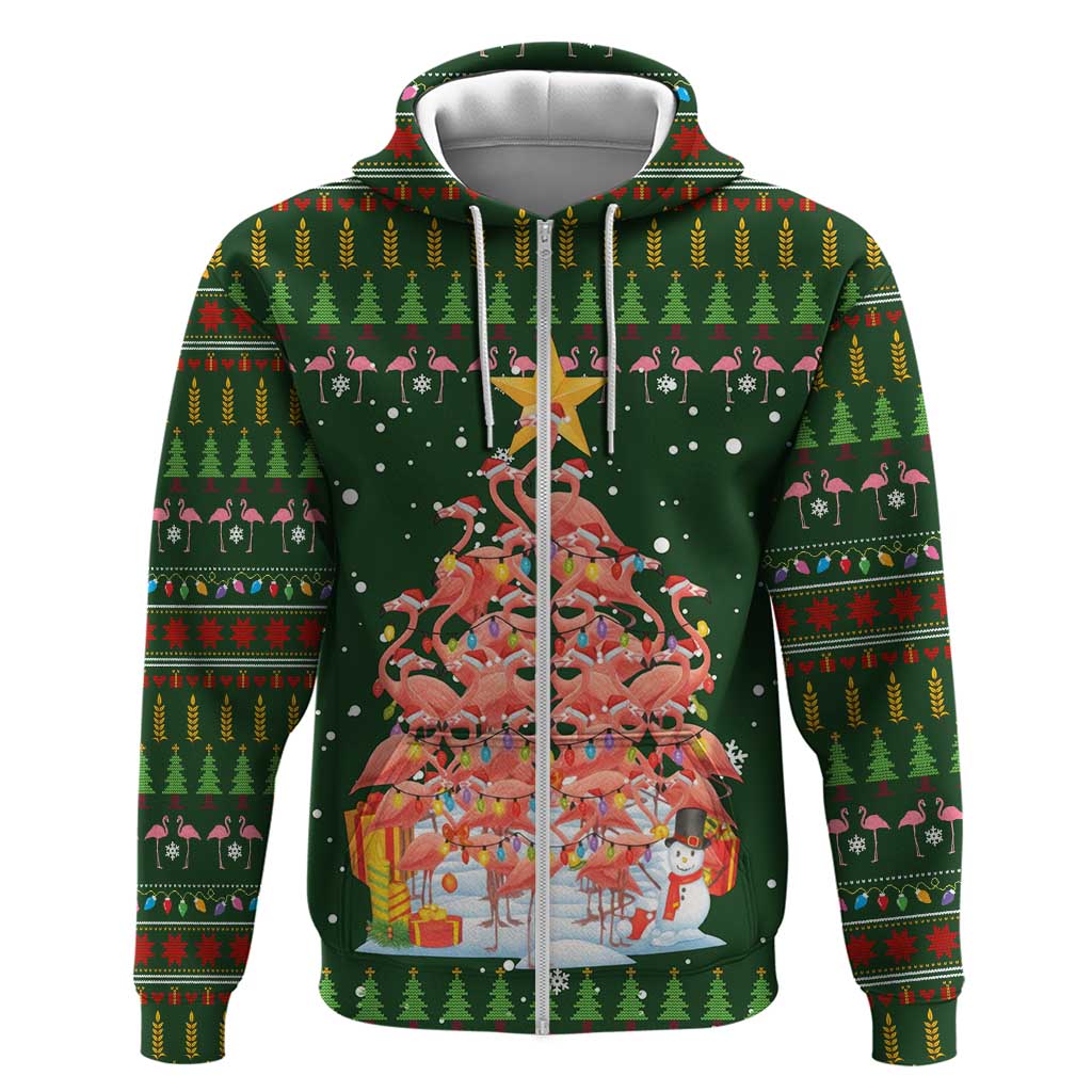 Flamingo Christmas Tree Christmas Hoodie Funny Xmas Holiday Patterns - Wonder Print Shop